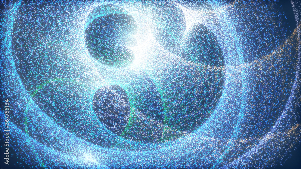 Poster futuristic sci fi digital wave dot particle illustration background. beautiful landscape floating de