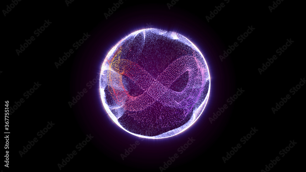 Fototapete Plasma Sphere Swirl With 3D Rendering Infinity Sign Dynamic Rotate Illustration Background.