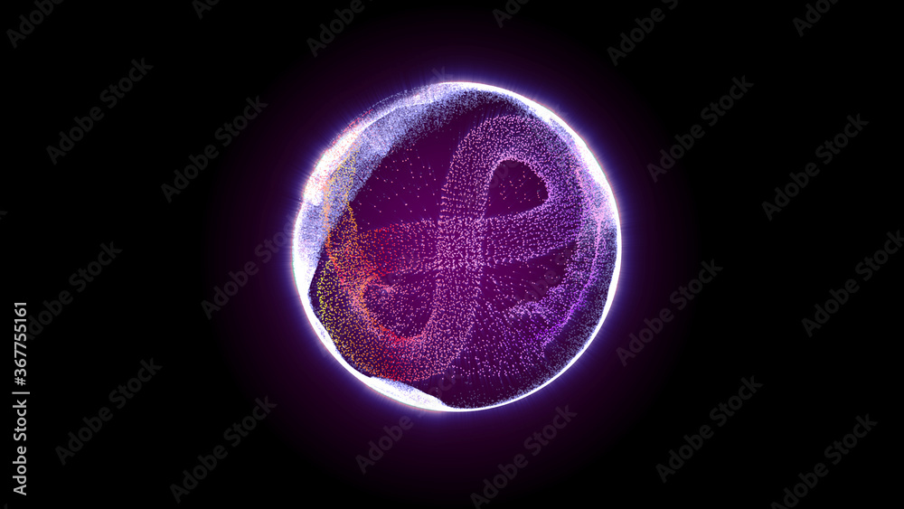 Leinwandbilder Plasma Sphere Swirl With 3D Rendering Infinity Sign Dynamic Rotate Illustration Background.
