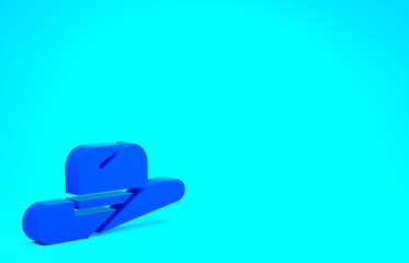 Blue Western cowboy hat icon isolated on blue background. Minimalism concept. 3d illustration 3D render.