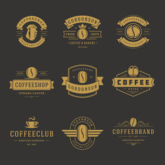 Coffee shop logos design templates set vector illustration for cafe badge design and menu decoration