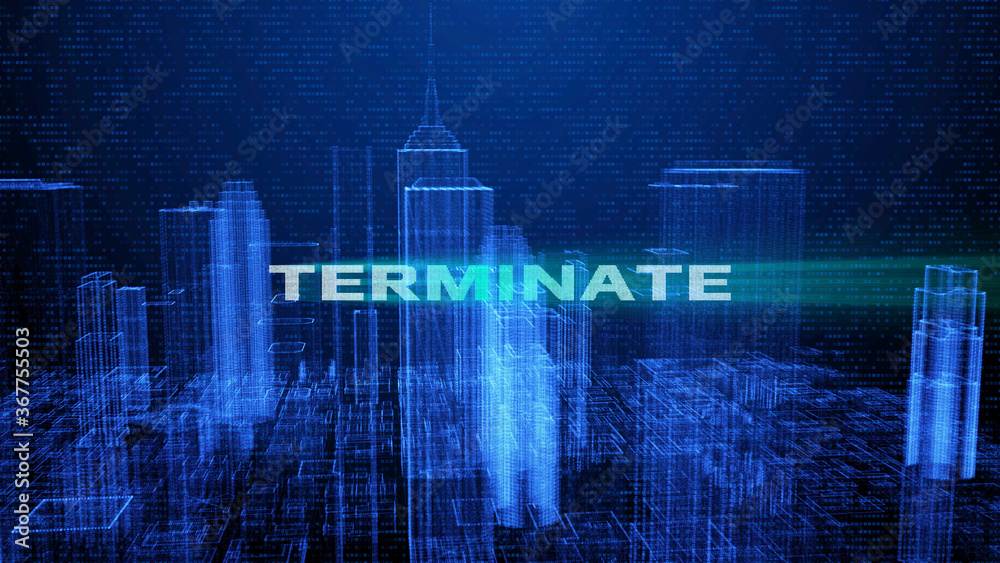 Poster HUD Futuristic Big Data Digital City Town Element Analysis Illustration. 3D Rendering Blue Wireframe Structure Building Screen Interface Sci fi.