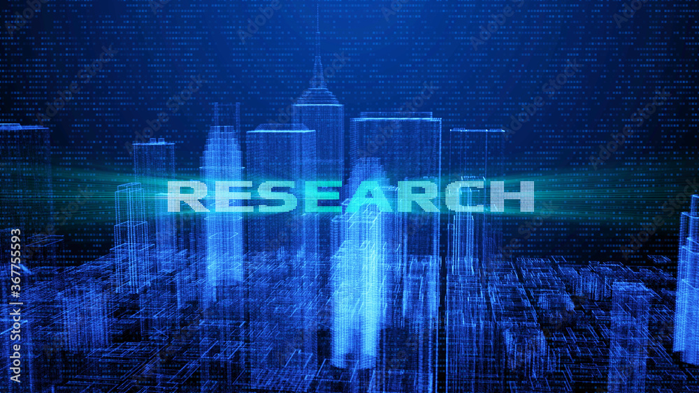 Aufkleber HUD Futuristic Big Data Digital City Town Element Analysis Illustration. 3D Rendering Blue Wireframe Structure Building Screen Interface Sci fi.