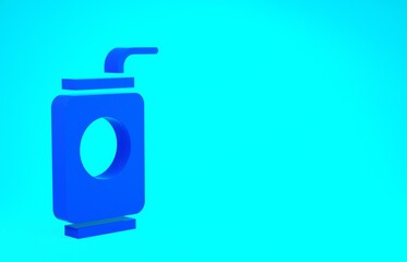 Blue Soda can with drinking straw icon isolated on blue background. Minimalism concept. 3d illustration 3D render.