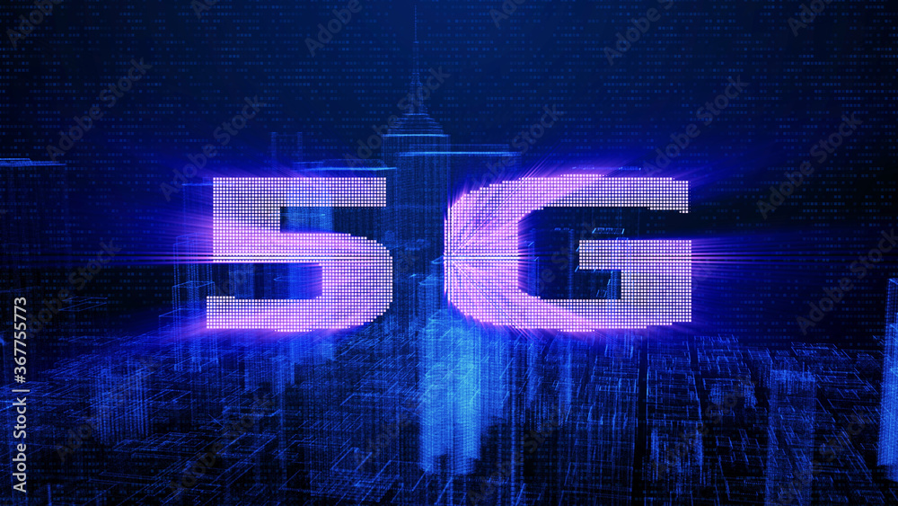 Poster HUD Futuristic Big Data Digital City Town Element Analysis Illustration. 3D Rendering Blue Wireframe Structure Building Screen Interface Sci fi.
