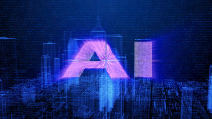 HUD Futuristic Big Data Digital City Town Element Analysis Illustration. 3D Rendering Blue Wireframe Structure Building Screen Interface Sci fi.