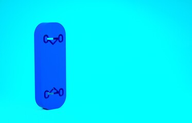 Blue Skateboard trick icon isolated on blue background. Extreme sport. Sport equipment. Minimalism concept. 3d illustration 3D render.