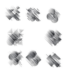 Logo with speed lines in circle, rectangle and triangle form .Square unusual icon Design .Black Vector stripes .Geometric shape.