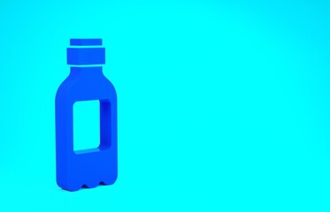 Blue Bottle of water icon isolated on blue background. Soda aqua drink sign. Minimalism concept. 3d illustration 3D render.