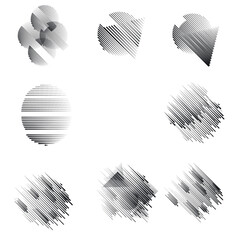 Logo with speed lines in circle, rectangle and triangle form .Square unusual icon Design .Black Vector stripes .Geometric shape.