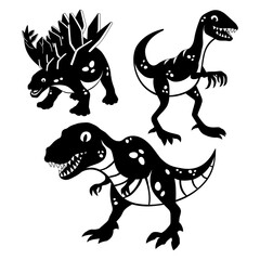 Set of funny dinosaurs on white background.
