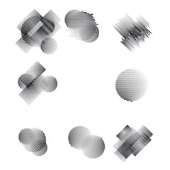 Logo with speed lines in circle, rectangle and triangle form .Square unusual icon Design .Black Vector stripes .Geometric shape.