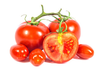 Healthy food, vegetable, red tomato on a white background