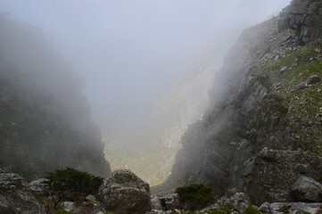 Hiking from Cape Town up to Table Mountain in South Africa