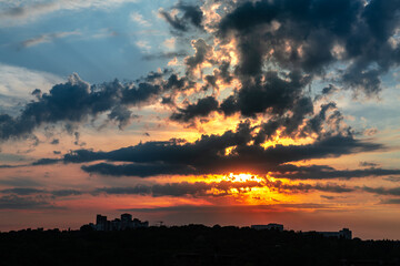 Fototapeta premium Nice summer evening sky landscape with clouds