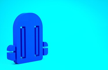 Blue School backpack icon isolated on blue background. Minimalism concept. 3d illustration 3D render.