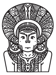 Illustrator aztec maya inca character hand draw for traditional ancient abstract backgrounds