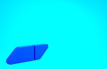 Blue Eraser or rubber icon isolated on blue background. Minimalism concept. 3d illustration 3D render.