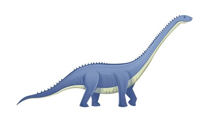Amphicoelias. Diplodocus. Vector cartoon dinosaur with long neck and tail