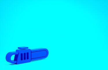 Blue Chainsaw icon isolated on blue background. Minimalism concept. 3d illustration 3D render.