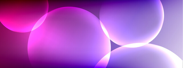 Vector abstract background liquid bubble circles on fluid gradient with shadows and light effects. Shiny design templates for text