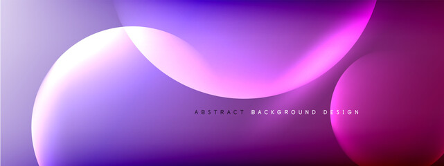 Vector abstract background liquid bubble circles on fluid gradient with shadows and light effects. Shiny design templates for text