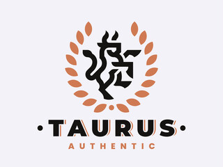 Bull modern logo. Taurus  heraldic  emblem design editable for your business. Vector illustration.