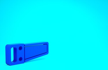 Blue Hand saw icon isolated on blue background. Minimalism concept. 3d illustration 3D render.