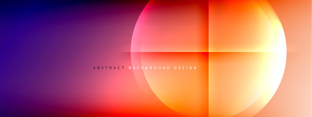 Vector abstract background - circle and cross on fluid gradient with shadows and light effects. Techno or business shiny design templates for text