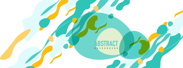 Trendy liquid style shapes abstract design, dynamic vector background for placards, brochures, posters, web landing pages, covers or banners