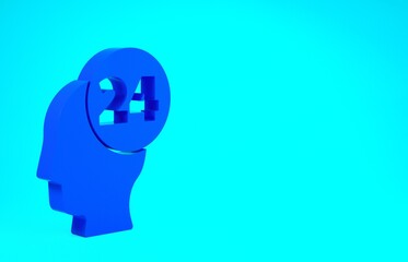 Blue Support operator in touch icon isolated on blue background. Concept for call center, client support service. Minimalism concept. 3d illustration 3D render.