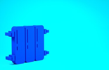 Blue Heating radiator icon isolated on blue background. Minimalism concept. 3d illustration 3D render.