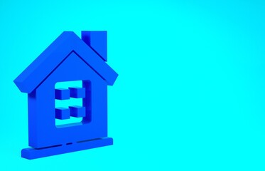 Blue House icon isolated on blue background. Home symbol. Minimalism concept. 3d illustration 3D render.