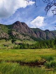 Mountain landscape with blue sky