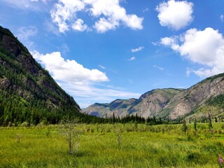 mountain pass with blue sky