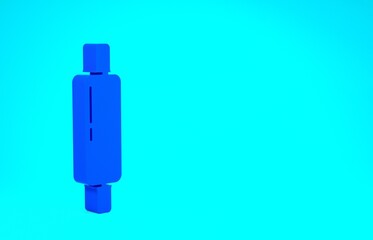 Blue Rolling pin icon isolated on blue background. Minimalism concept. 3d illustration 3D render.