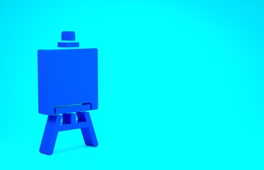 Blue Wood easel or painting art boards icon isolated on blue background. Minimalism concept. 3d illustration 3D render.