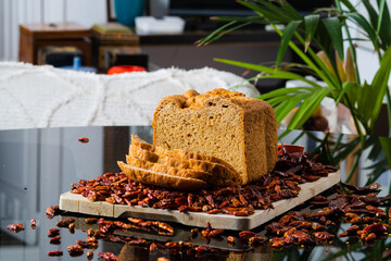 Homemade bread with chilli pepper