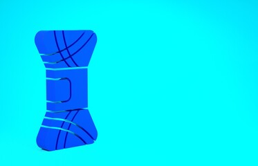 Blue Yarn icon isolated on blue background. Label for hand made, knitting or tailor shop. Minimalism concept. 3d illustration 3D render.