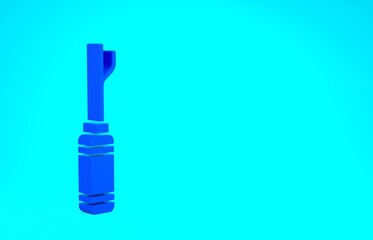 Blue Awl tool with wooden handle icon isolated on blue background. Work equipment tailor industry. Minimalism concept. 3d illustration 3D render.