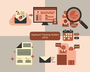 Applicant Tracking System (ATS) process for recruitment vector