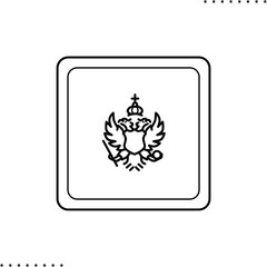 Montenegro square flag vector icon in outlines 