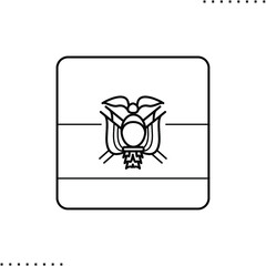 Ecuador square flag vector icon in outlines 