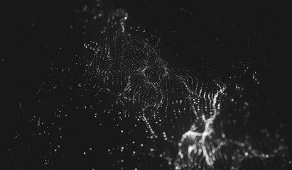 Abstract polygonal space low poly dark background with connecting dots and lines.