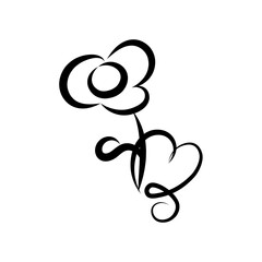 Drawing of a flower and a heart. Drawing for the logo. Theme: beauty, cosmetics, beauty salon
