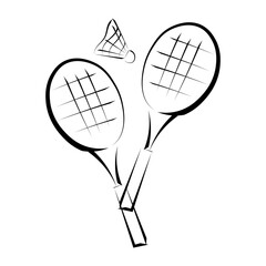 Shuttlecock and badminton racket. Logo Icon isolated on white background. Sports logo concept. Design for website, sporting goods store, sporting event.