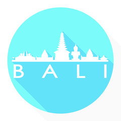 Bali Indonesia Asia Flat Icon Skyline Silhouette Design City Vector Art Famous Buildings.