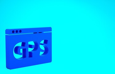 Blue Gps device with map icon isolated on blue background. Minimalism concept. 3d illustration 3D render.