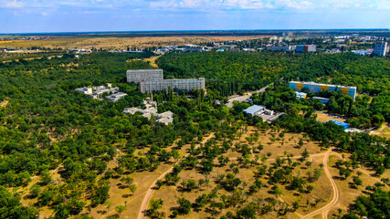 Fototapeta na wymiar Cityscape view from air. Mykolaiv / Ukraine.