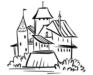 Castle from tale - doodle castle town